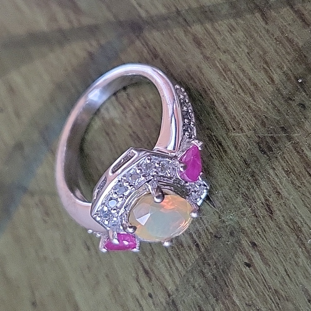Genuine Opal/ Ruby Ring - image 6